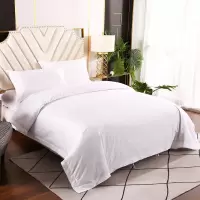 寇豆芳华 2021新款五星级酒店纯白色加厚全棉贡缎被罩60*40s贡缎 被套240*240cm(适合被芯220*220)