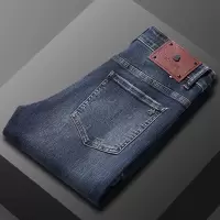精品牛仔裤男士秋冬季大牌修身小直筒欧货休闲长裤子百搭厚款