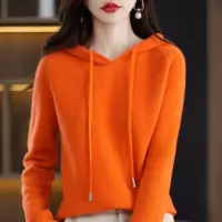 2023秋冬新款连帽卫衣女加厚针织衫韩版宽松慵懒毛衣打底外套上衣