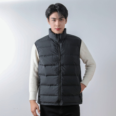 2023男式90绒男装立领马甲无缝面料羽绒服背心外保暖秋冬