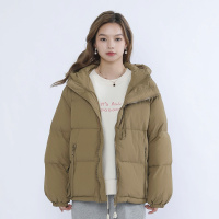 2023韩版纯色面包服外套简约加厚连帽时尚宽松羽绒服女