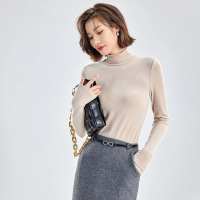 羊毛打底衫女2023秋冬新款高领长袖内搭保暖发热纯色上衣