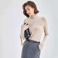羊毛打底衫女2023秋冬新款高领长袖内搭保暖发热纯色上衣