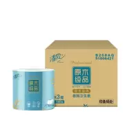 清风原木纯品4层140g小叶细点压花卷筒卫生24卷B208AQ