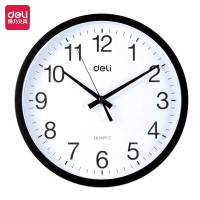 得力(deli) 9006 客厅钟表低噪音办公通用时钟37CM 黑色(BY)