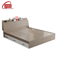 DXBG榻榻米板式床员工床公寓单人床双人床灰橡木色[斜靠抽屉款]1800mm*2000mm