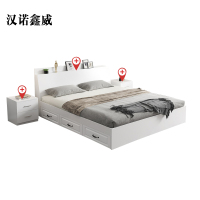 汉诺鑫威榻榻米板式床员工床公寓单人床双人床斜靠抽屉款+床头柜*2个1800mm*2000mm