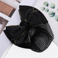 职业头花发夹网兜 金边2结黑细网*50个