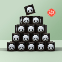 山丘PandaPoo本色家用实惠装整箱四层有芯卷纸150g*27卷整箱