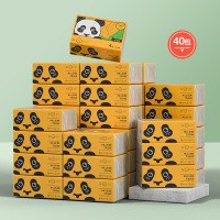 山丘QQ系列本色三层抽取式纸面巾100抽S码40包熊猫装超星选