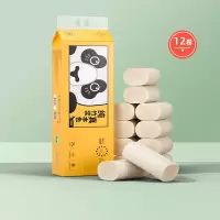 山丘QQ系列本色卷纸家用实惠装卫生纸厕纸手纸四层无芯卷纸720g熊猫装一提装