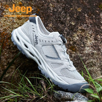 Jeep吉普夏季防水徒步鞋男户外防滑抓地登山鞋免系带旋钮越野跑鞋P321091673