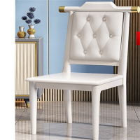 白寅 BY-SMZM-4 中式软包靠背椅实木椅子 白色+白色靠背+实木坐面(单位:把)