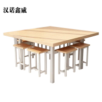 汉诺鑫威餐桌学校食堂小吃店快餐桌椅饭堂橡木色方桌1200*1200*750常规款[含椅]