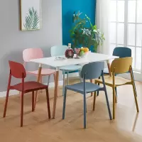 餐椅塑料椅子办公凳靠背休闲椅家用书桌椅卧室化妆椅简易小椅子(天蓝色) 张