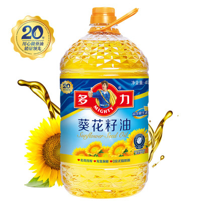 多力葵花籽油4L物理压榨一级食用油四升家用桶装油炒菜健康营养油酥田推荐