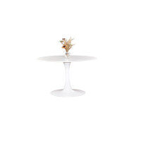 金戈安 实木餐桌现代简约家用烤漆白圆盘桌