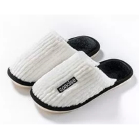 DREHA 家居家用防滑软底情侣毛毛绒保暖棉鞋 棉拖鞋 38-39(适合37-38的脚穿 )白色