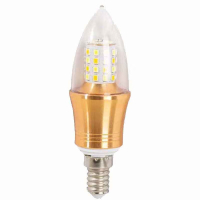 龙代 LED 蜡烛灯泡 办公室照明小螺口尖头灯泡节能灯泡LX 5W白光E14金色