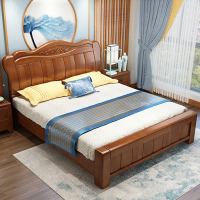 初嘉(CJ)SMC-03橡木床简约现代双人床主卧中式橡木储物床经济型公寓床 1.5米单床