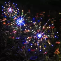 太阳能地插烟花灯蒲公英灯户外防水花园草坪庭院装饰灯铜线小彩灯 200灯-彩色