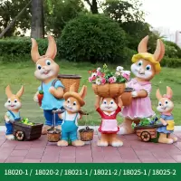 户外雕塑装饰摆件6只兔子组合(推车兔子B款+拉车兔子B款+举篮兔子+挑担兔子+背篓兔子+抱篮兔子)