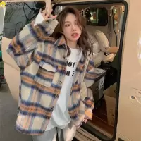 短款羊绒格子毛呢外套女秋冬韩版宽松复古小个子格纹呢子大衣