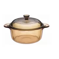 康宁(VISIONS)美国康宁visions晶彩系列透明锅琥珀色玻璃锅耐热可明火汤锅炖锅 1.25L晶彩锅
