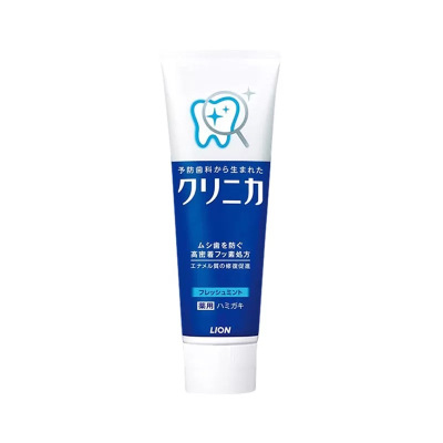 日本狮王酵素清洁牙膏美白去牙渍防蛀清新超爽薄荷味蓝条130g