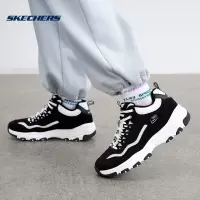 Skechers斯凯奇女鞋秋冬加绒老爹鞋熊猫鞋保暖休闲运动鞋8730057 黑色/白KW 35.5