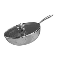 温仑山 花纹蜂窝平底煎炒礼品盒装青苍玉兰煎锅[28cm*6cm]