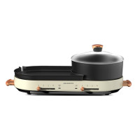 迈卡罗(Macaiiroos)电烤炉电烤盘烤肉锅烤肉盘 电火锅家用多功能料理锅 烤涮一体 MC-KK301