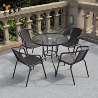 金菲罗格户外桌椅庭院露天阳台室外休闲椅子 波尔多4椅+105cm圆桌