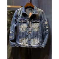 秋冬新款牛仔外套男复古时尚潮流翻领夹克衣男士轻奢宽松上衣