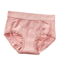 Cmierf Kuect(中国CK)蜂巢女士透气棉裆打底内裤防走光蕾丝三角裤中高腰(4条装)CK-NY007 混色均码
