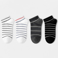 Cmierf Kuect (中国CK)经典条纹男女同款短筒袜4双装CK-FS8002均码 颜色随机