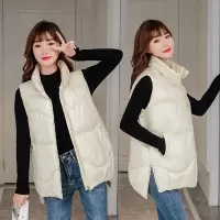 棉服背心女 秋冬季新品大码女马甲时尚拉链款宽松韩版马夹女