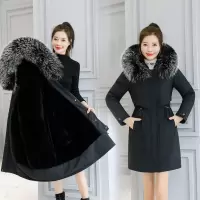 女派克服秋冬新款羽绒棉衣修身女式大毛领连帽棉服女外套