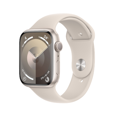 Apple Watch Series 9 (GPS) 45 毫米星光色铝金属表壳 星光色运动型表带 - S/M