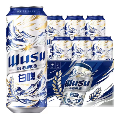 乌苏啤酒WUSU 天山白小麦白啤 500ml*6罐装 听装乌苏白啤