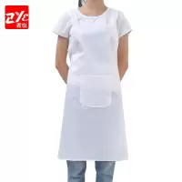 防水耐磨围裙带口袋防油防污围裙 短款-白色