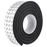 黑色泡绵单面胶隔音棉窗户门窗磕碰消音防震防撞海绵条自粘胶条 10mm宽*2mm厚*5M(6卷)黑色泡绵单面胶隔音棉窗户门