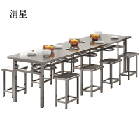 渭星不锈钢餐桌学生食堂公司职员户外桌椅组合2米餐桌+8把椅