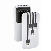 十足酷 自带四线移动电源超薄充电宝10000mAh 白色 SZK-S100