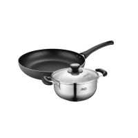 爱仕达炒锅汤锅锅具两件套 家庭厨具组合套装 PH02B4TG-B(单位:套)