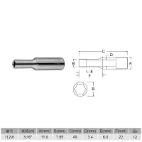 世达11201 6.3MM系列英制6角长套筒3/16