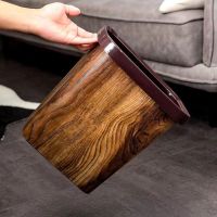 复古仿木纹垃圾桶家用2023新款大容量客厅厨房卫生间商用中式纸篓