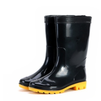 木清清 雨鞋 劳保胶靴水鞋 黑色 中筒