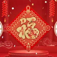 保拉 福字贴BL8706新年贴纸窗贴大门 约33*33cm 单位:1个