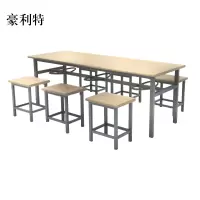 豪利特冷轧钢六人餐桌学生食堂公司职员户外桌椅组合1600*600*750